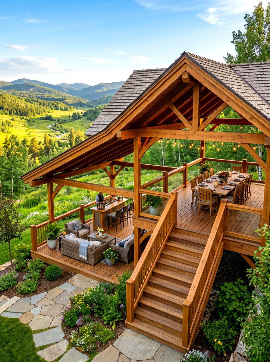 Multi Level Pavilion - 30 backyard pavilion lounge ideas