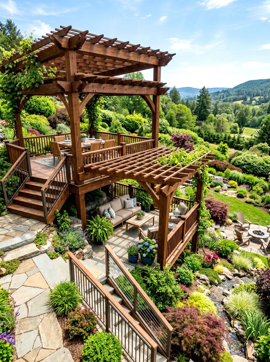 Multi Level Pergola - 30 backyard pergola ideas