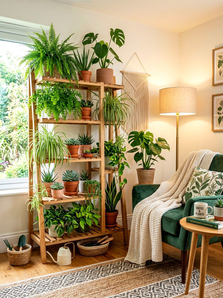 Multi Level Plant Stand - 30 corner plant living room ideas