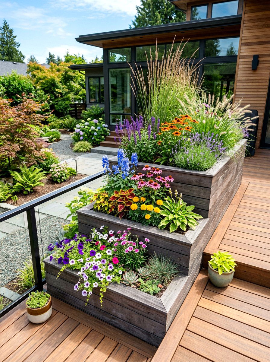 Multi Level Planter Box - 30 budget deck ideas