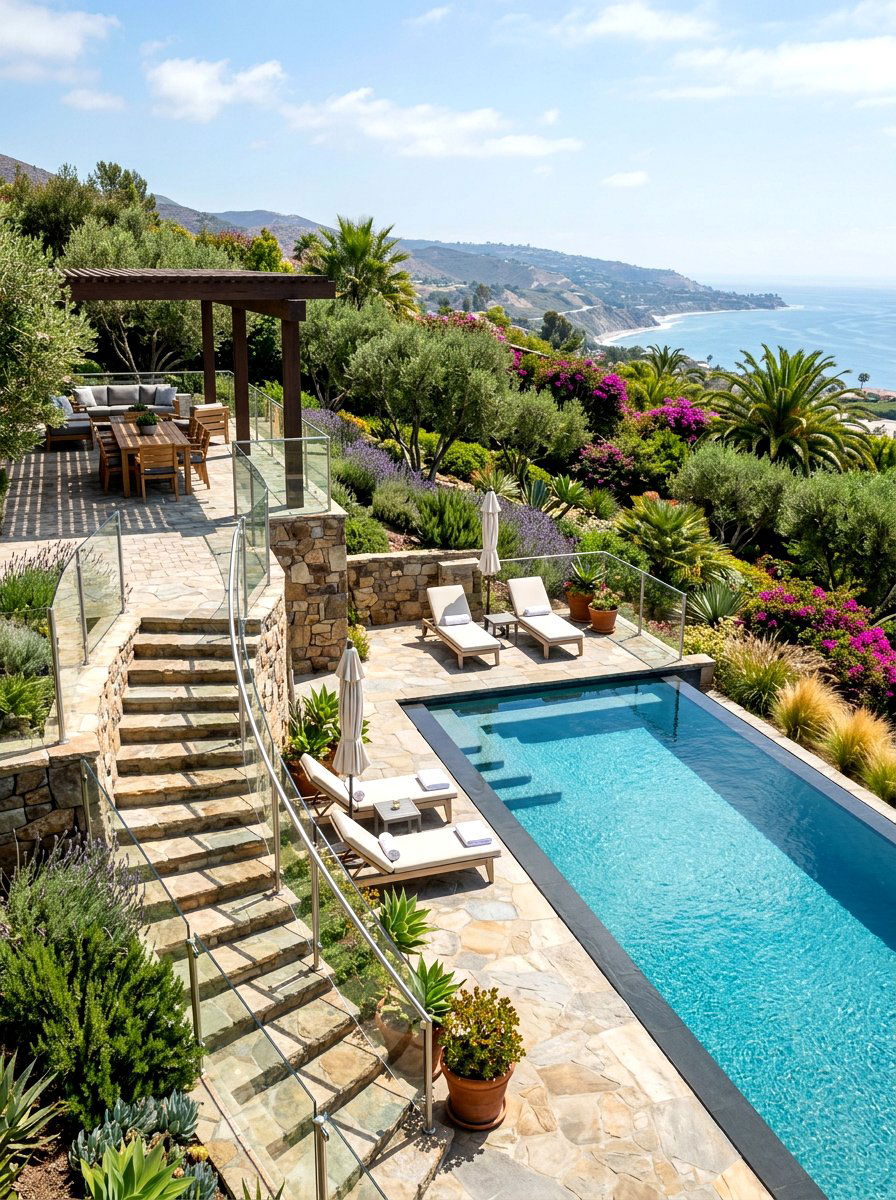 Multi Level Pool Deck - 30 resort backyard pool ideas