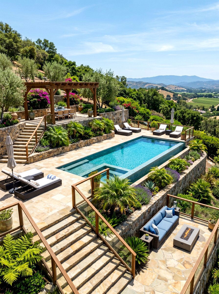 Multi Level Pool Patio - 30 pool lounge patio ideas