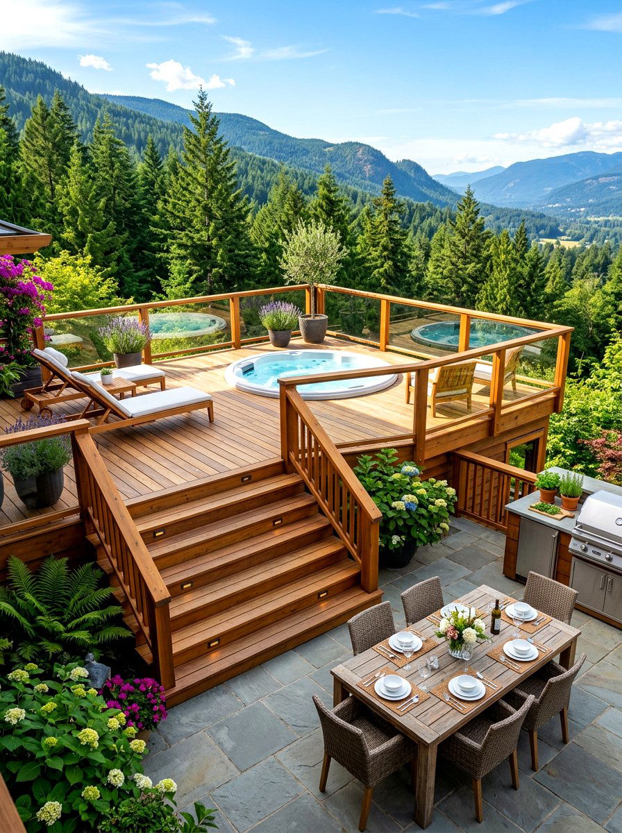 Multi Level Spa Deck - 30 spa patio retreat ideas