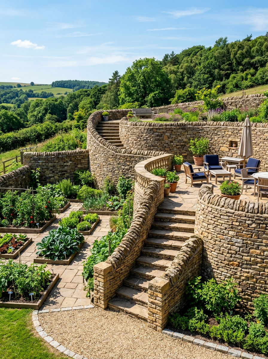 Multi Level Stone Retaining Wall - 30 stone retaining wall ideas