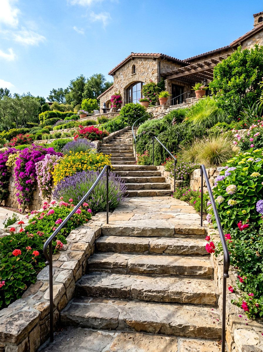 Multi Level Stone Step Walkway - 30 walkway landscaping ideas