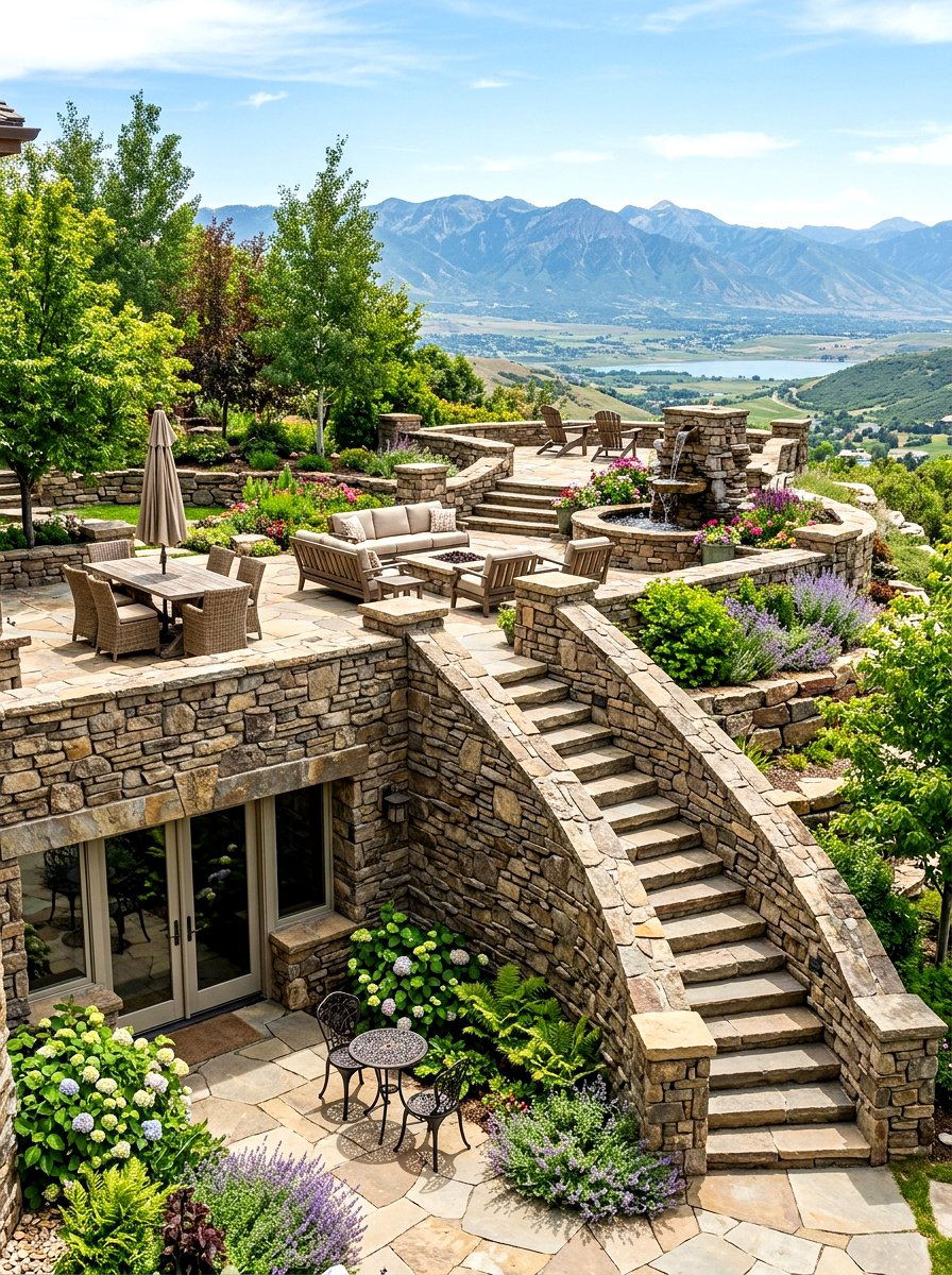 Multi Level Stone Terrace - 30 walkout basement patio ideas