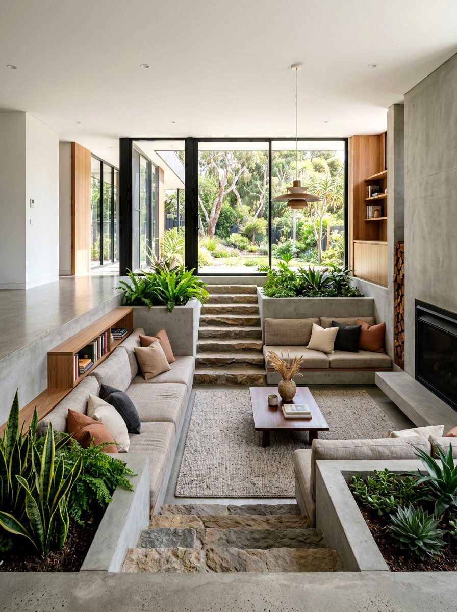 Multi Level Sunken Seating - 30 sunken living room ideas