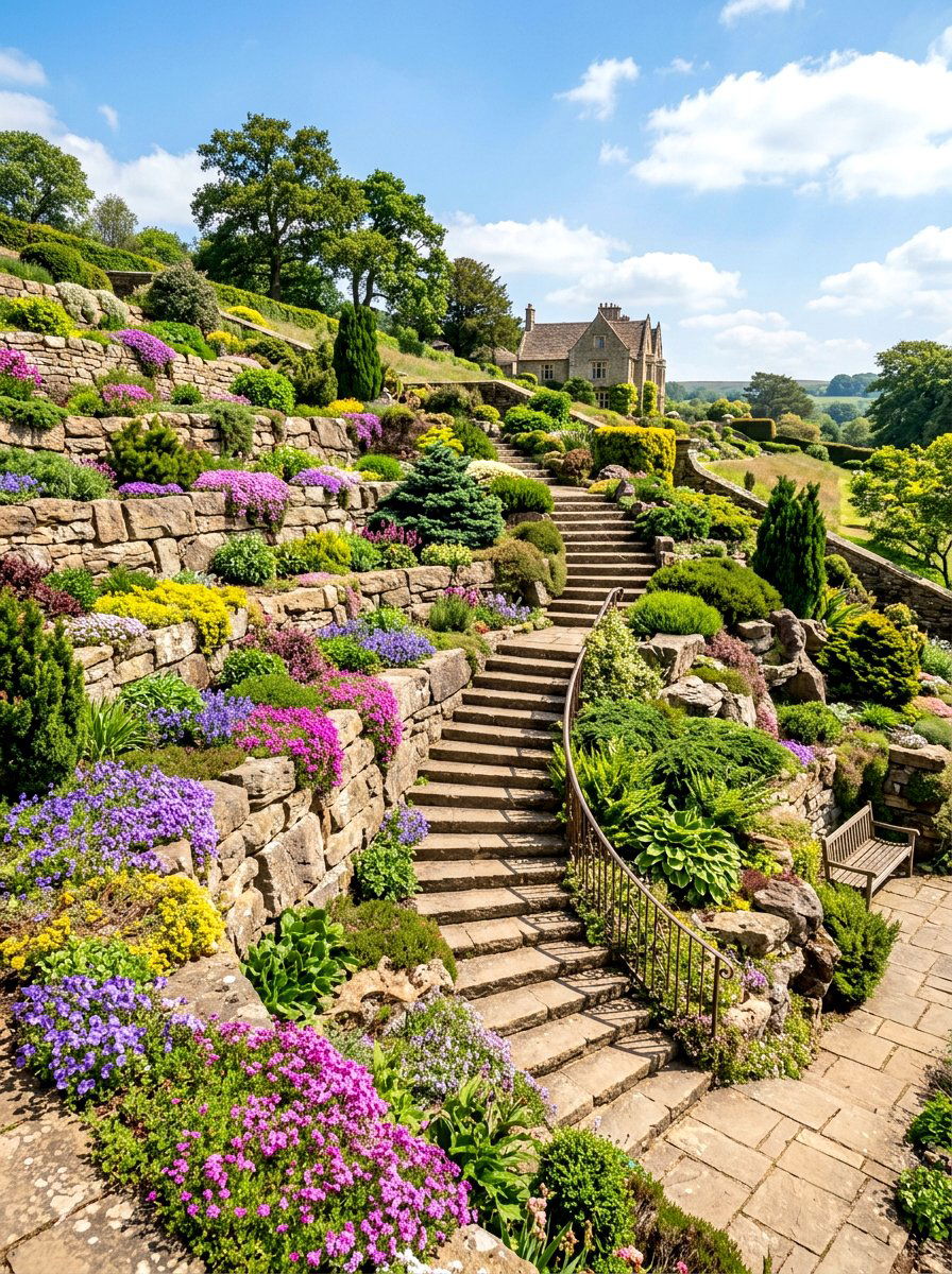 Multi Level Terraced Rockery - 30 rock garden ideas