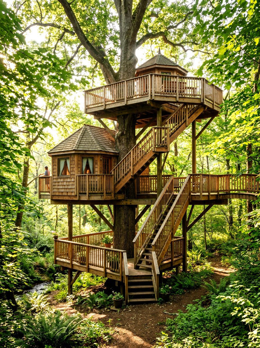 Multi Level Treehouse - 30 treehouse ideas