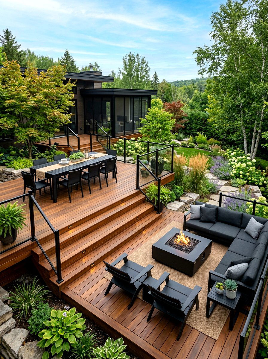 Multi Level Wood Deck - 30 patio date night ideas