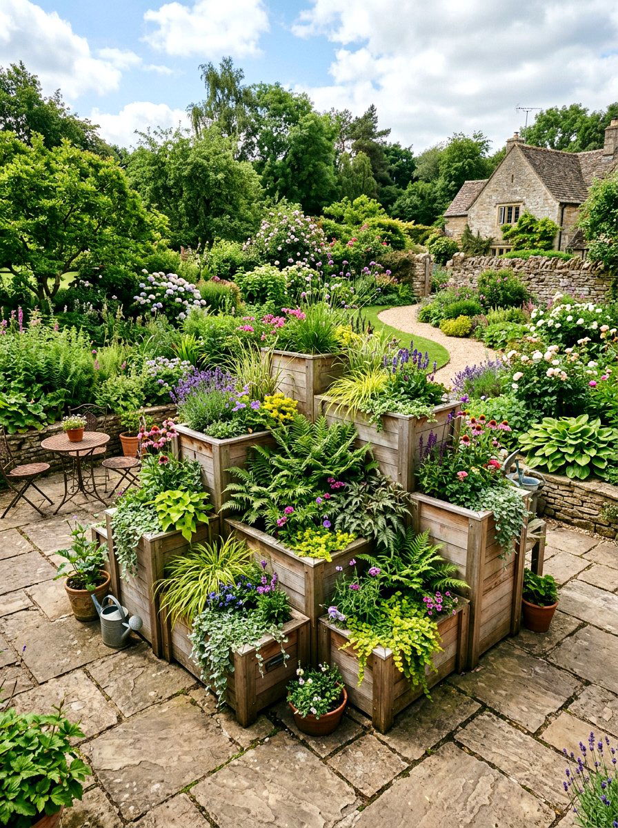 Multi Level Wood Planter - 30 wooden planter ideas