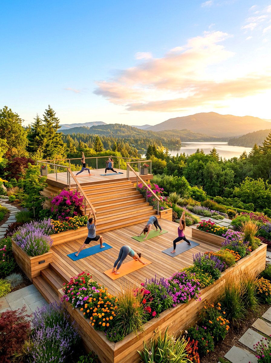 Multi Level Yoga Zone - 30 backyard yoga deck ideas