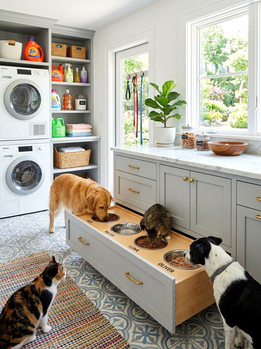 Multi Pet Feeding Drawer System - 30 pet feeding drawer ideas aesthetic