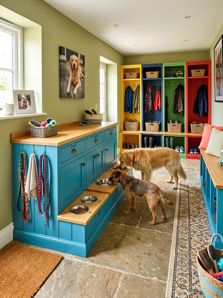 Multi Pet Feeding Station - 30 mudroom pet station ideas