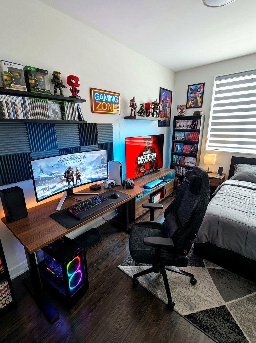 Multi Platform Gaming Room - 30 gamer bedroom ideas