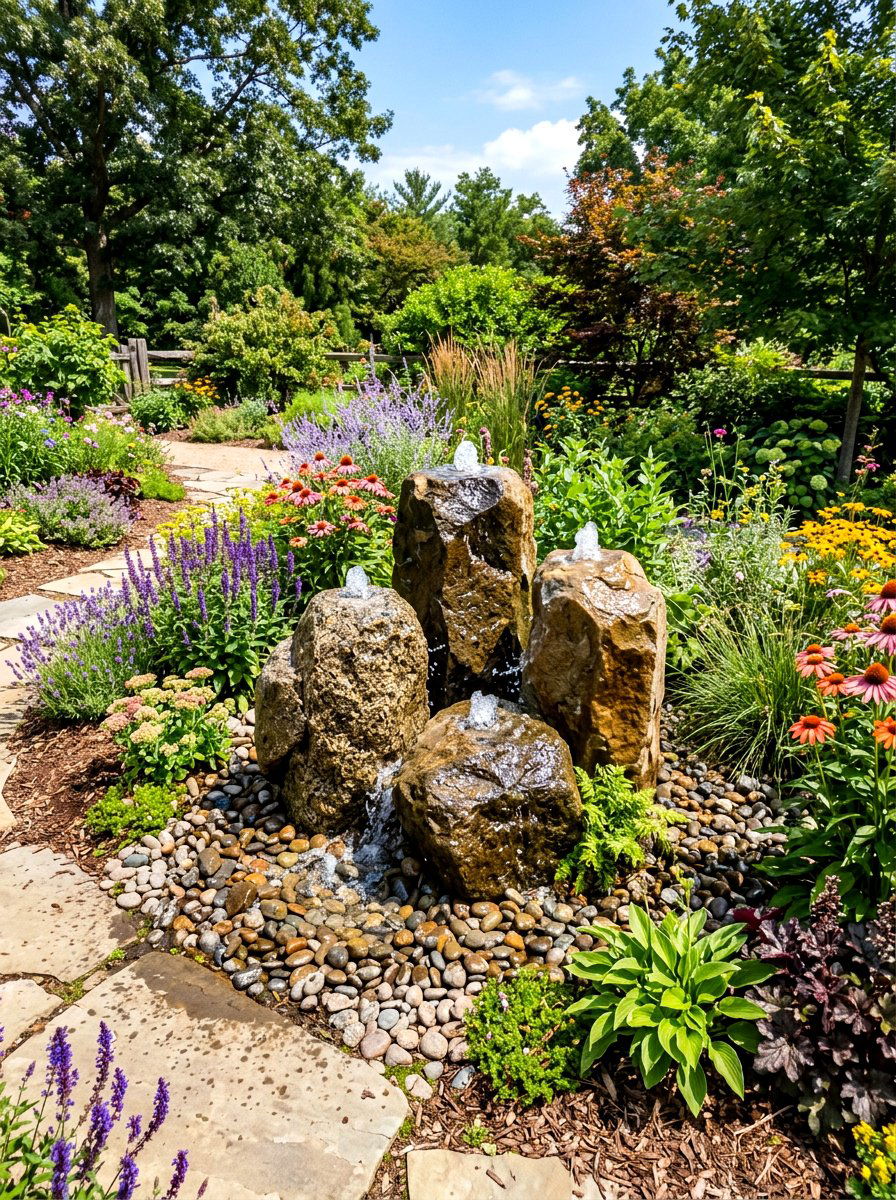 Multi Rock Cluster - 30 bubbling rock fountain ideas