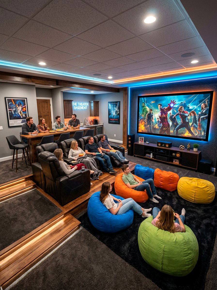 Multi Row Basement Seating - 30 basement theater ideas