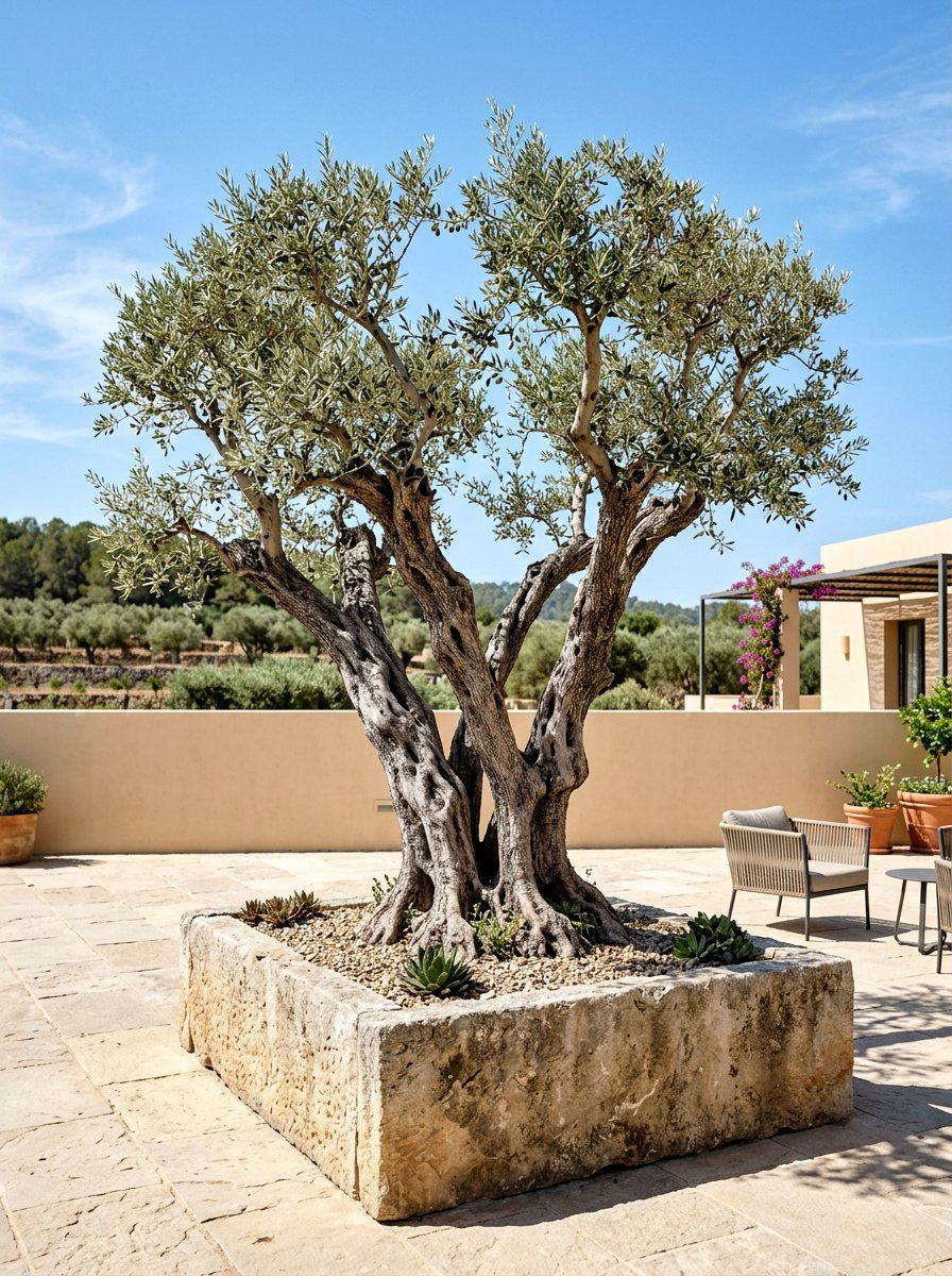 Multi Stem Olive Tree Design - 30 olive tree patio ideas