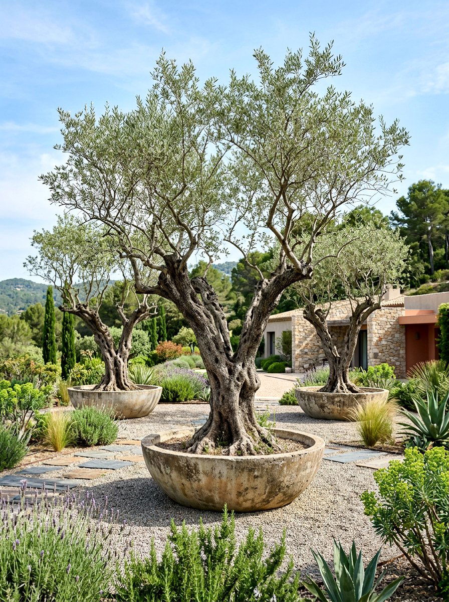 Multi Stem Olive Trees - 30 potted olive backyard ideas