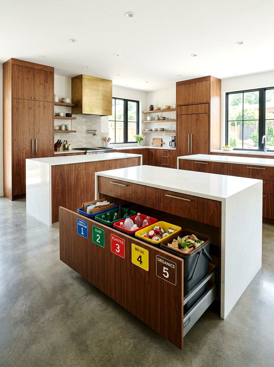 Multi Stream Recycling Drawer System - 30 hidden recycling bin ideas
