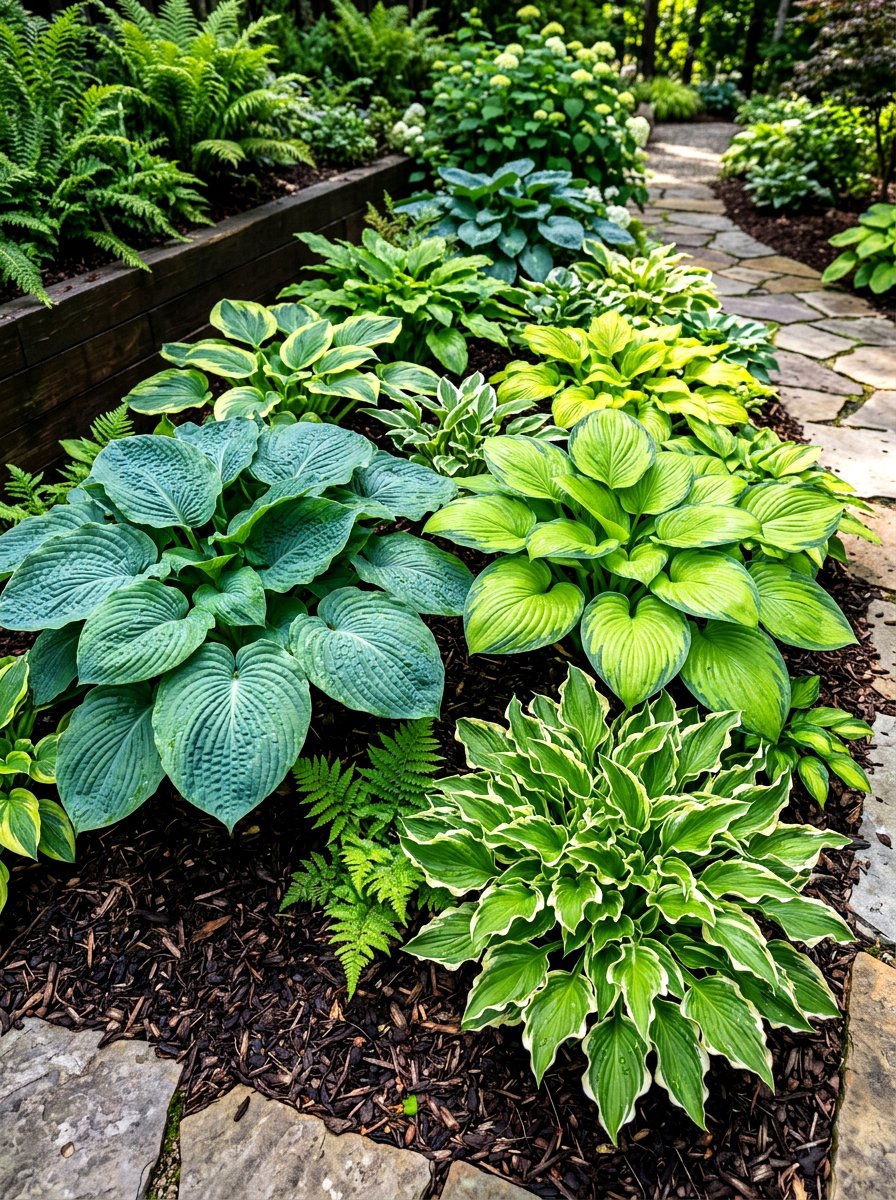 Multi Textured Hosta Garden - 30 hosta garden ideas