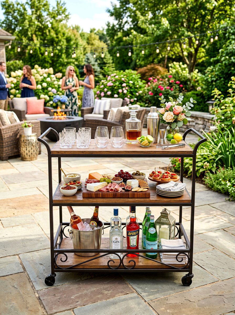 Multi Tier Bar Cart - 30 outdoor bar cart ideas