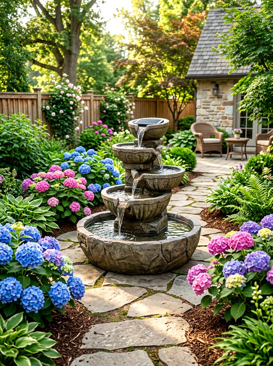 Multi Tier Resin Solar Fountain - 30 solar fountain ideas