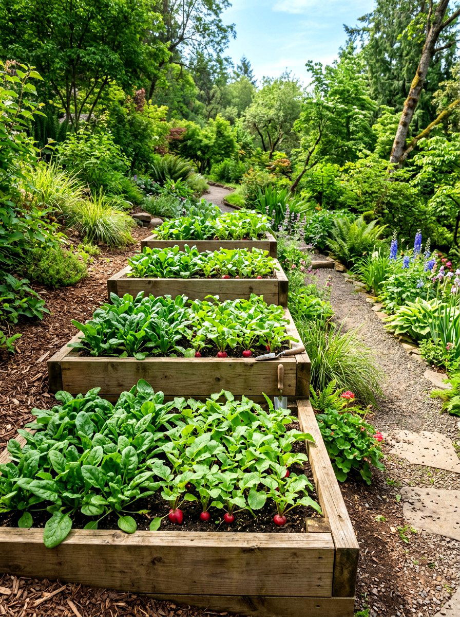 Multi Tiered Garden Stair - 30 compact kitchen garden ideas