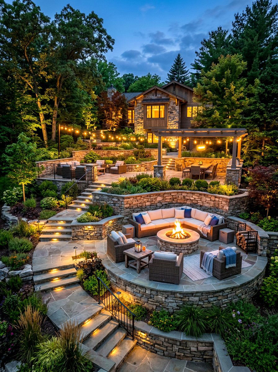 Multi Tiered Outdoor Lounge - 30 luxury patio lounge ideas