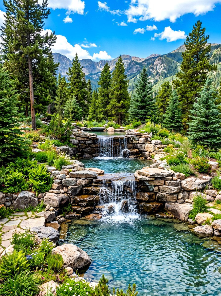 Multi Tiered Pool Waterfall - 30 pool waterfall ideas