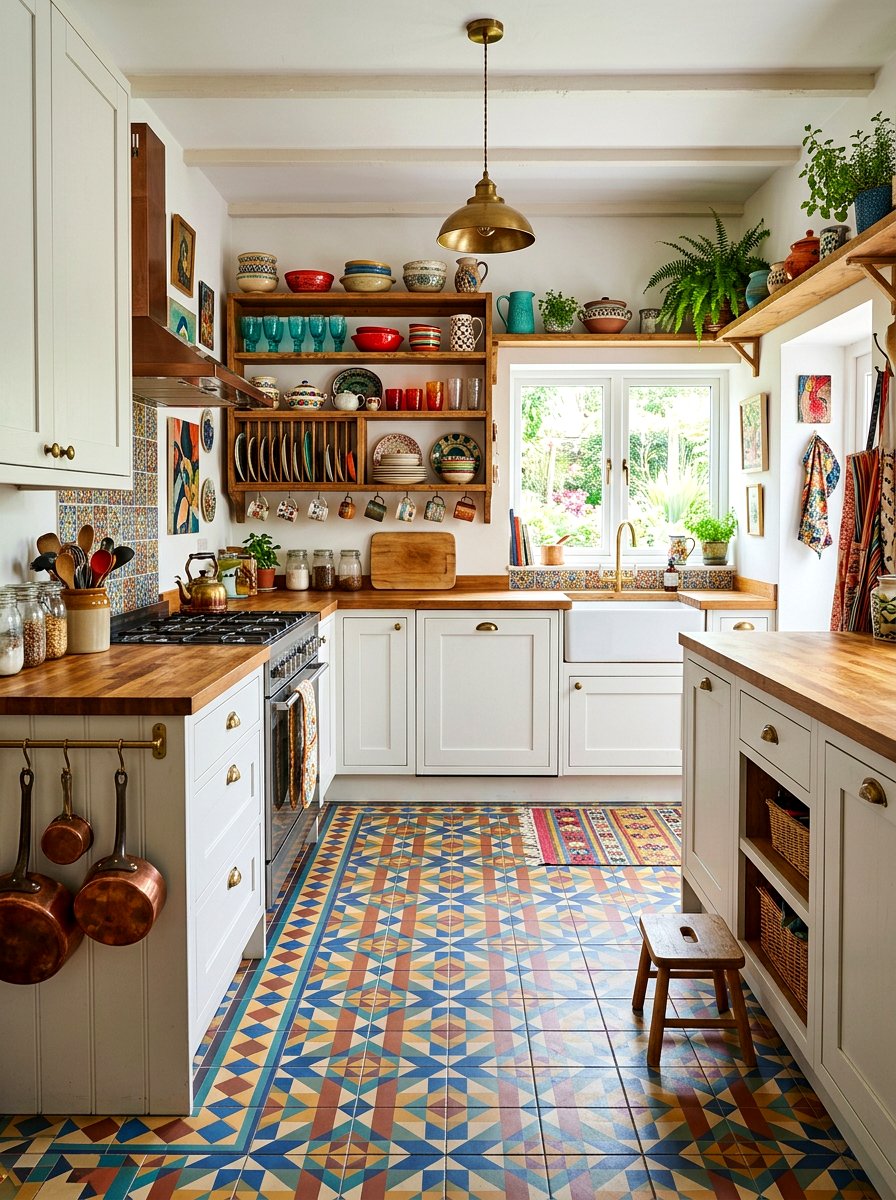 Multi color kitchen floor - 30 color pop kitchen ideas