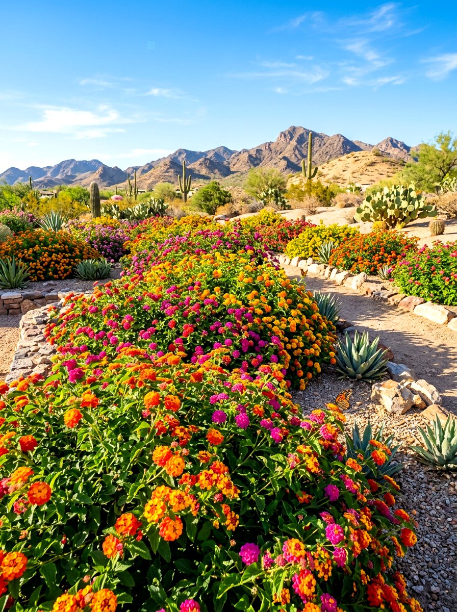 Multi color lantana garden - 30 summer bloom garden ideas