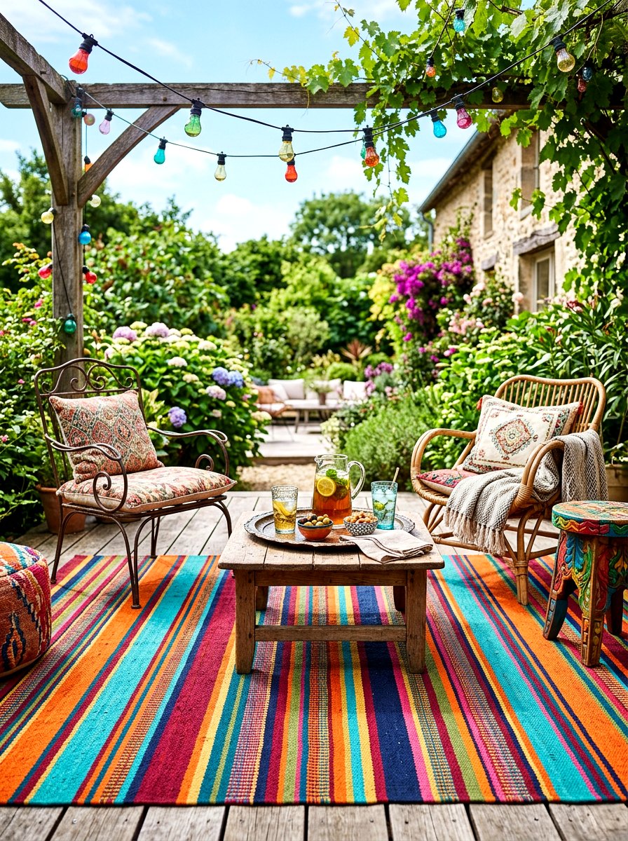 Multi color striped outdoor rug - 30 striped outdoor rug ideas