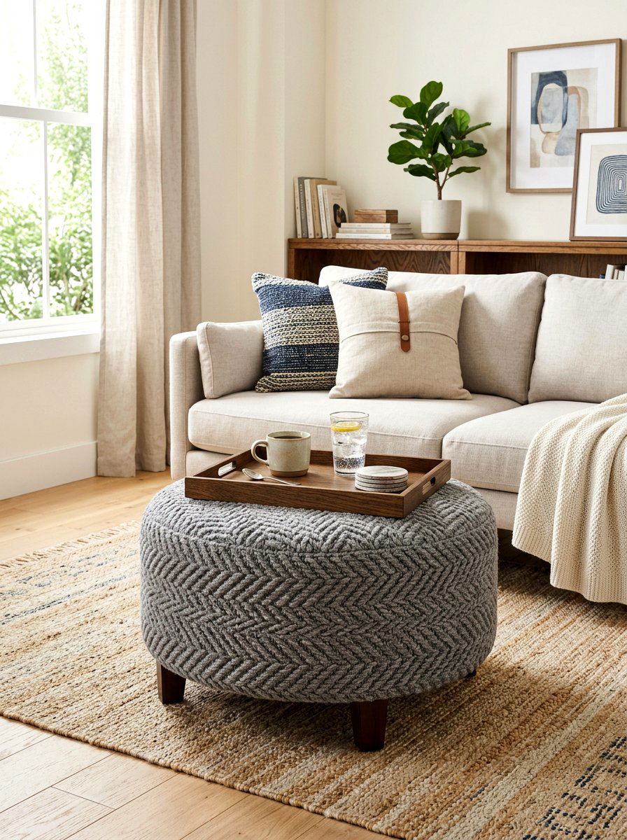 Multi functional ottoman coffee table - 30 apartment patio entertaining ideas