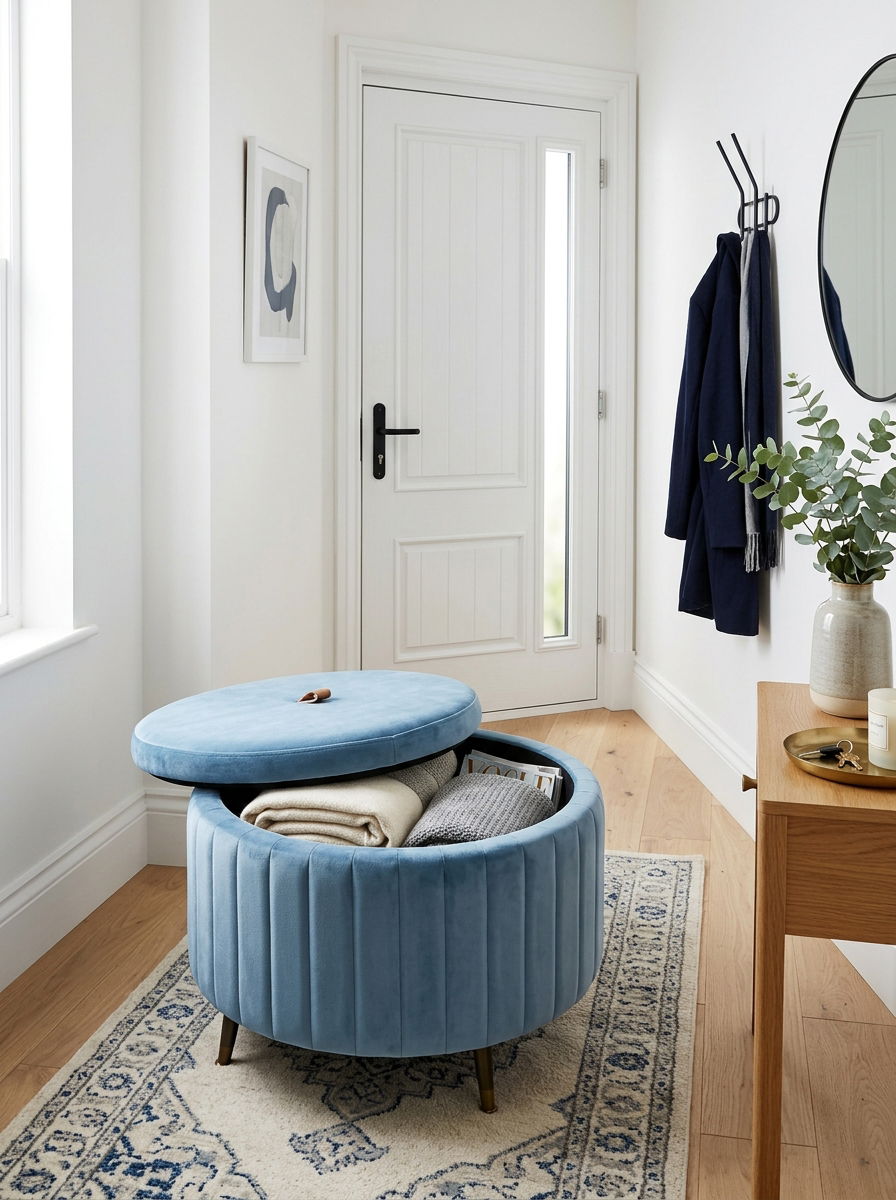 Multi functional storage ottoman - 30 small entryway ideas