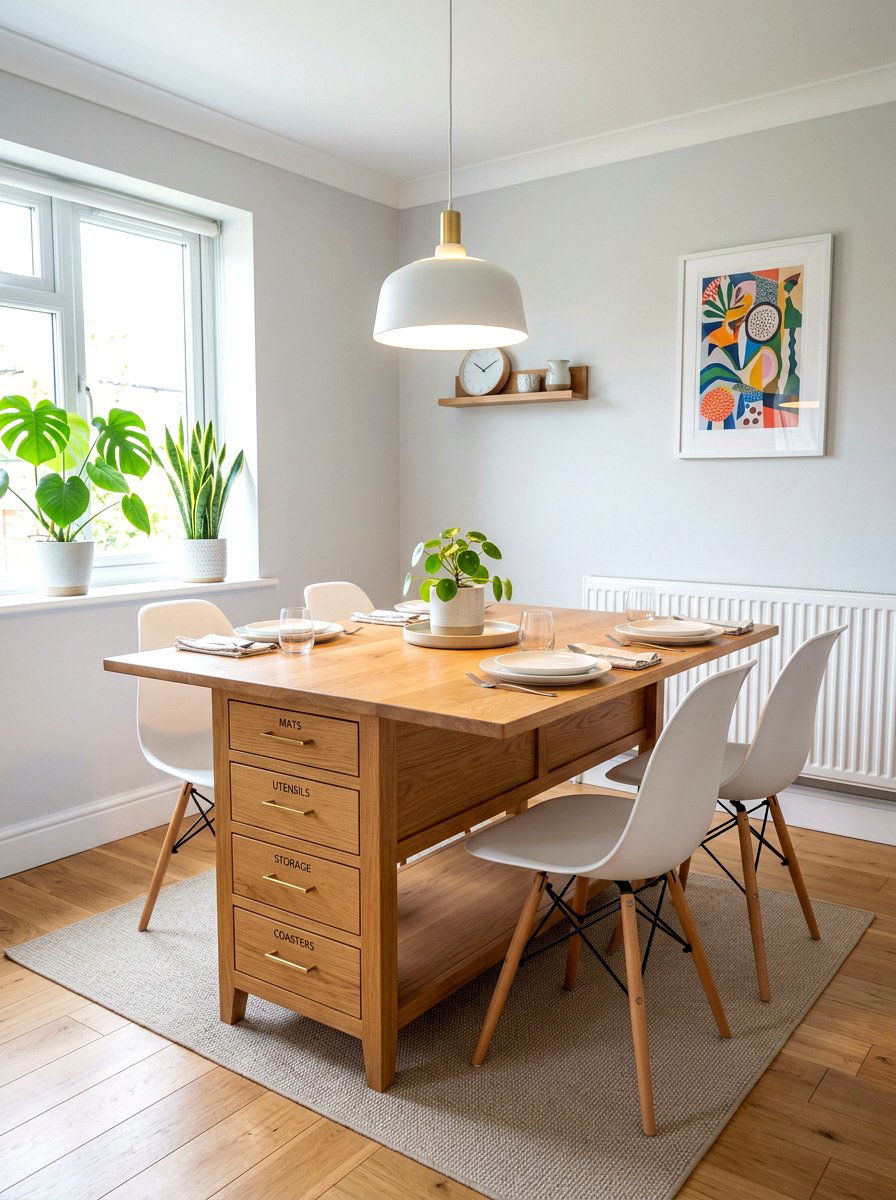 Multi functional storage table - 30 dining room storage ideas