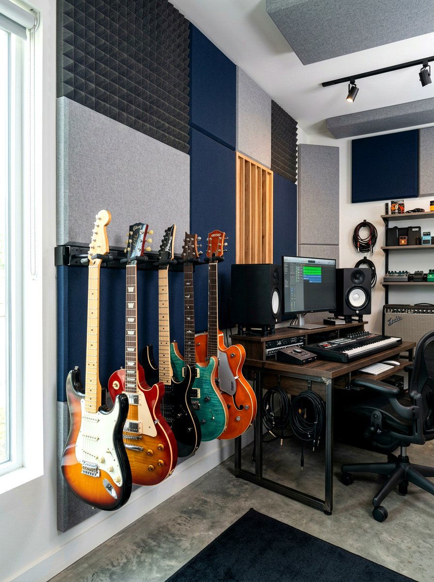 Multi guitar wall rack - 30 guitar wall display ideas