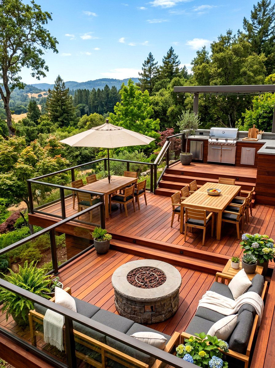 Multi level bbq deck - 30 family BBQ patio ideas