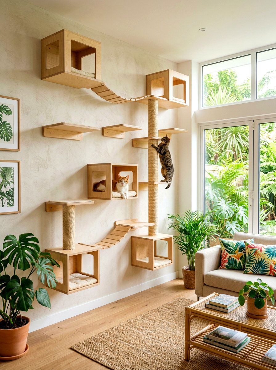 Multi level cat climber - 30 pet nook apartment ideas
