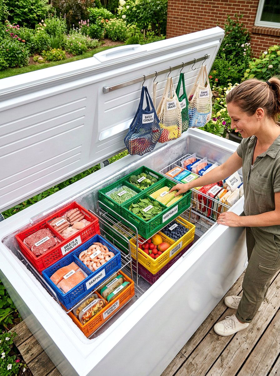 Multi level chest freezer organization - 30 freezer organization ideas