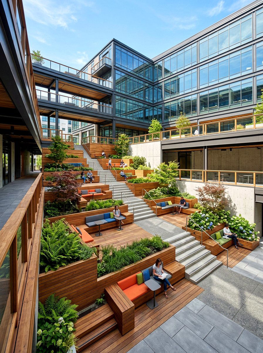 Multi level courtyard seating - 30 small courtyard seating ideas