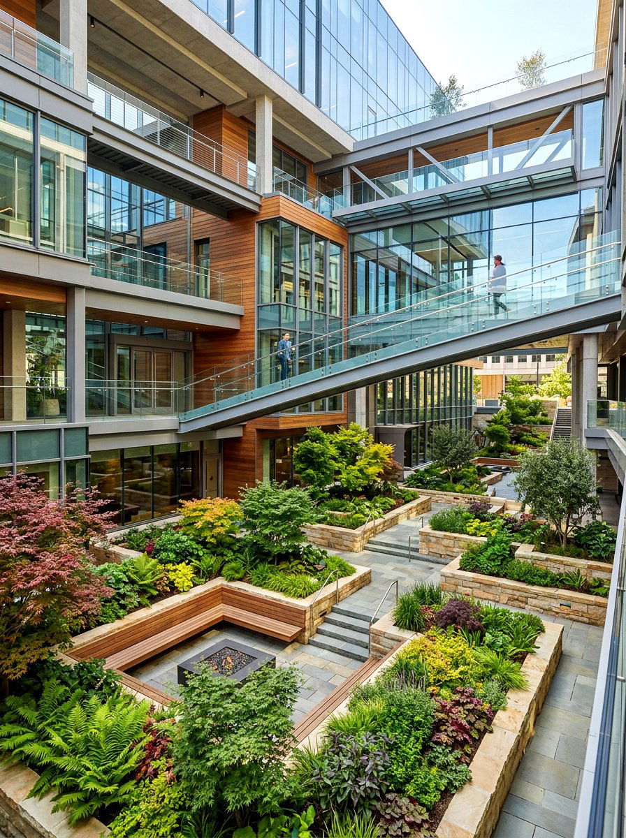 Multi level courtyard - 30 indoor courtyard home ideas