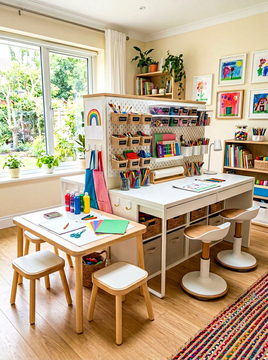 Multi level craft workstation - 30 kids craft room ideas
