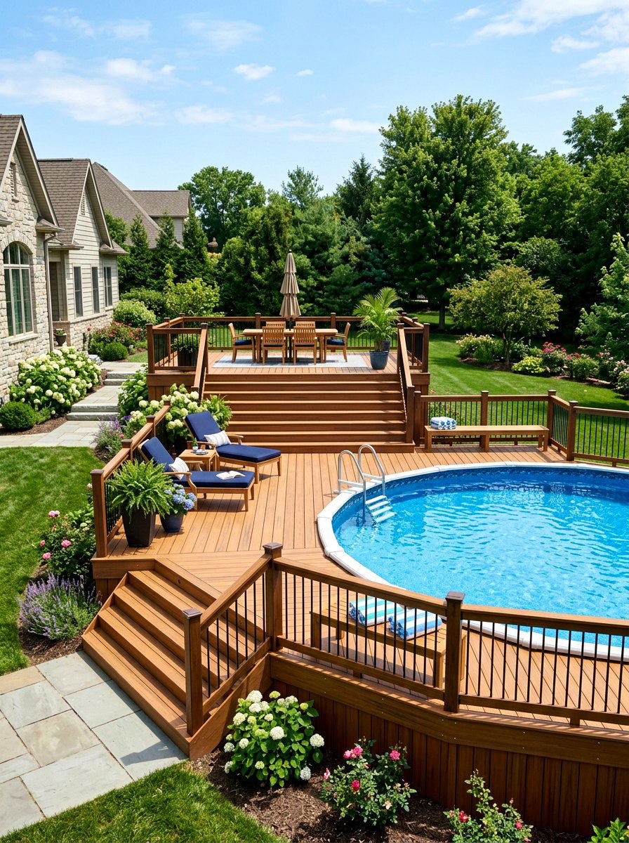 Multi level deck for pool - 30 above ground pool ideas