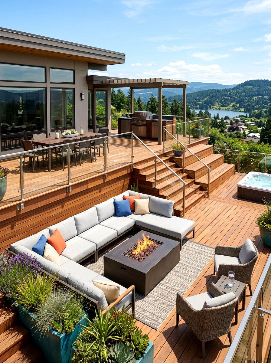 Multi level deck lounge - 30 backyard party ready ideas