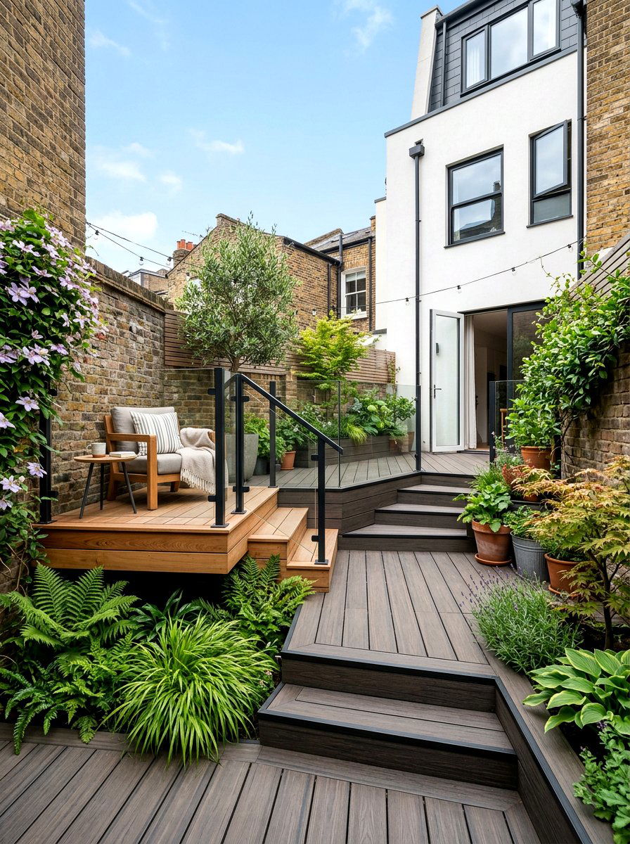 Multi level decking - 30 tiny courtyard garden ideas