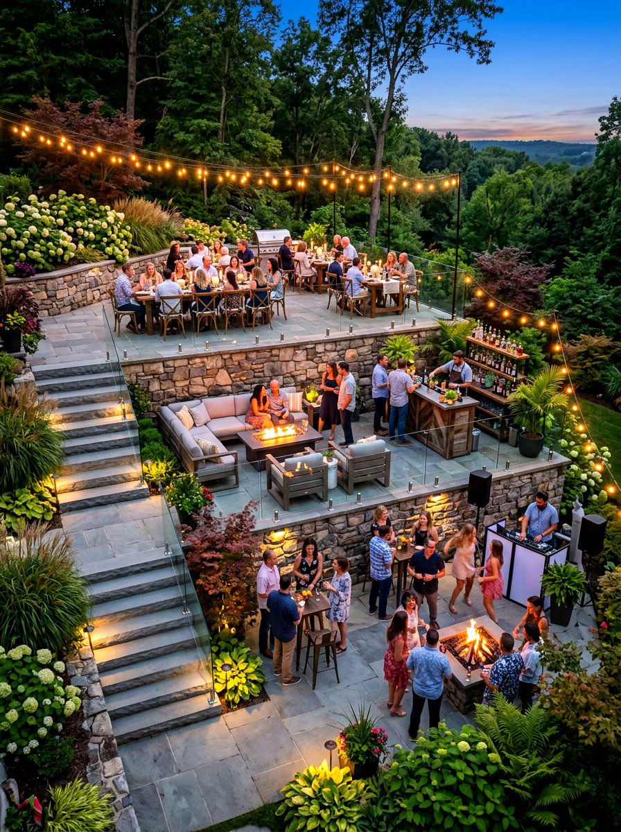 Multi level patio party zone - 30 starlit patio hosting ideas