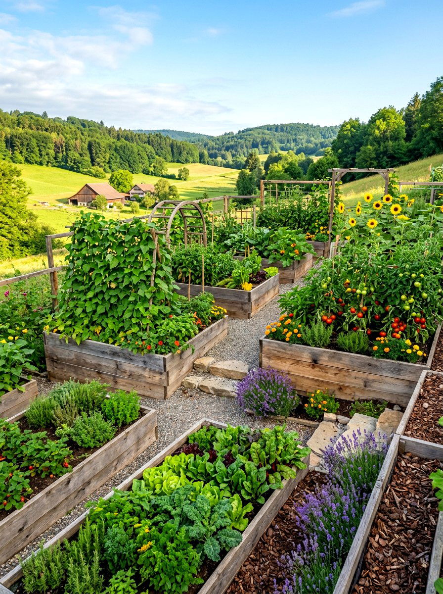 Multi level vegetable garden - 30 kitchen garden backyard ideas