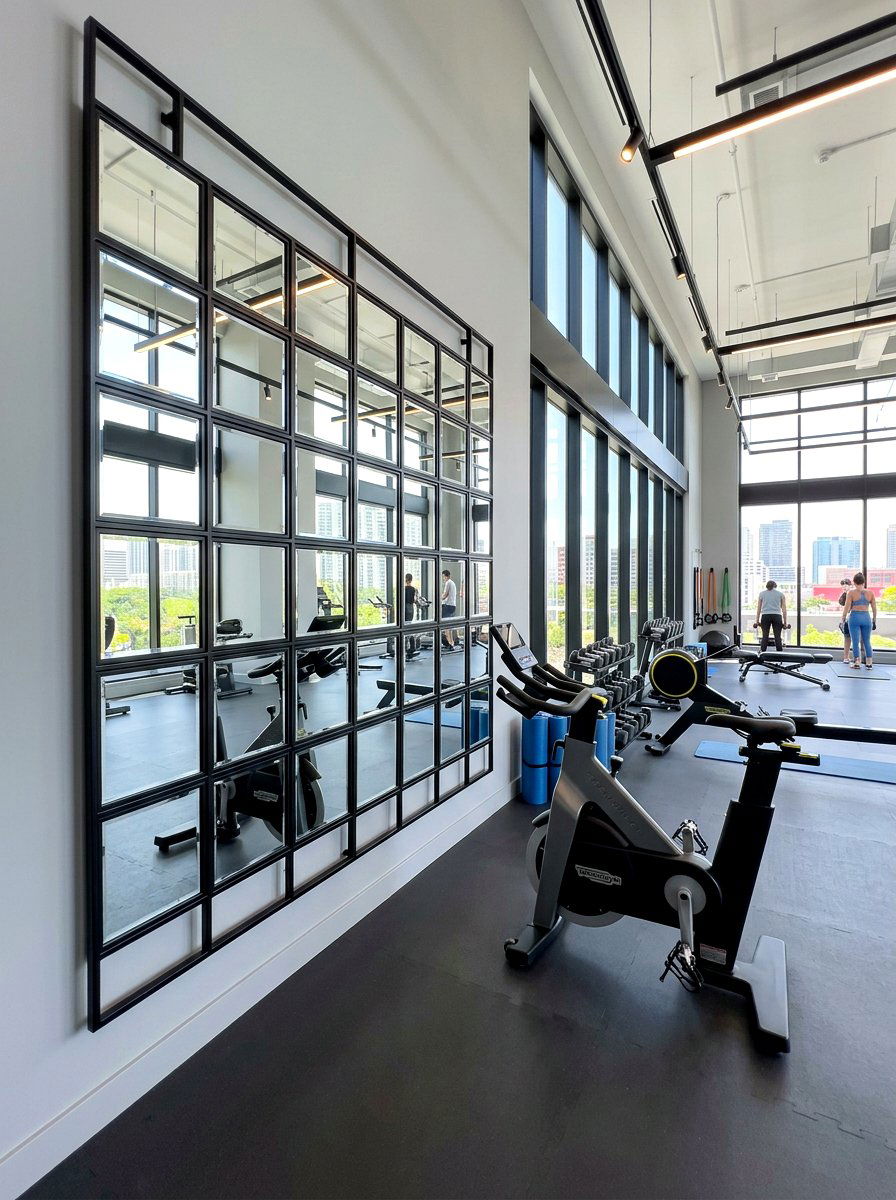 Multi panel wall mirror - 30 workout room mirror ideas