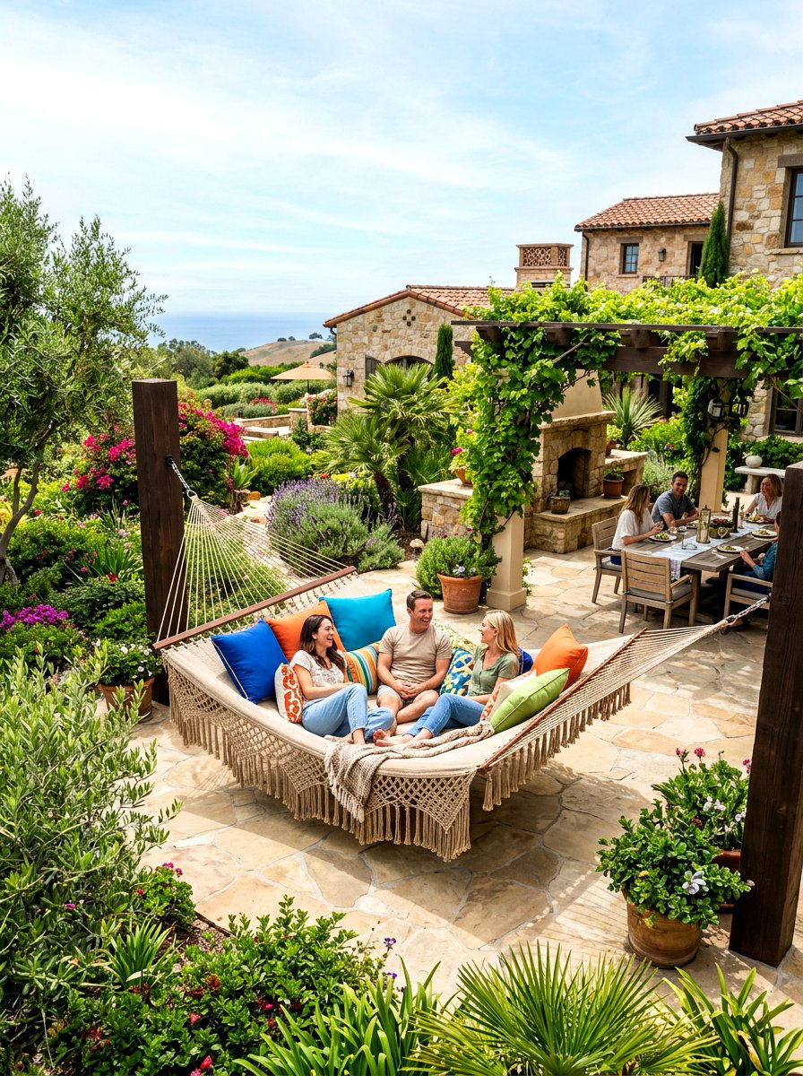 Multi person hammock bed - 30 hammock patio ideas